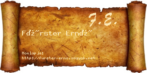 Fürster Ernő névjegykártya